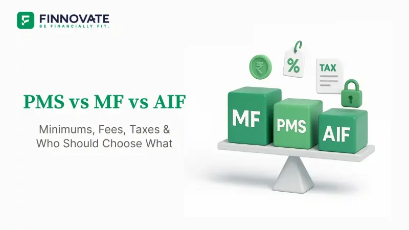 PMS vs Mutual Funds vs AIF in India - comparison of minimums, fees and taxes (illustration)