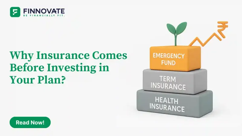 foundation blocks of financial plan with insurance on white background