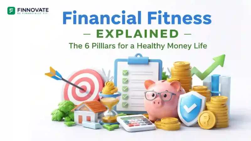 Illustration of the six pillars of financial fitness: Goal Planning, Budgeting, Loan Management, Insurance Planning, Investment, Estate Planning, Investment, 