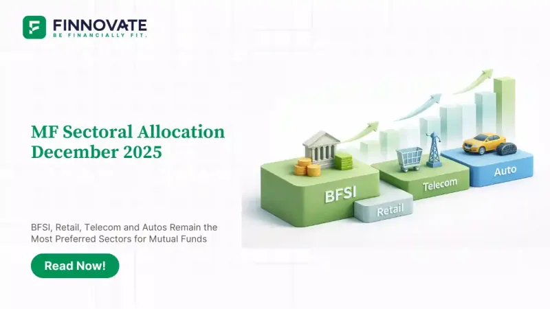 Mutual fund sectoral allocation showing BFSI, retail, telecom and auto sectors leading equity AUM in December 2025