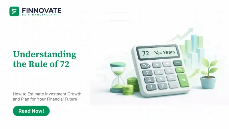 3D illustration showing Rule of 72 formula and financial growth concepts, symbolizing investment planning and CAGR calculations.