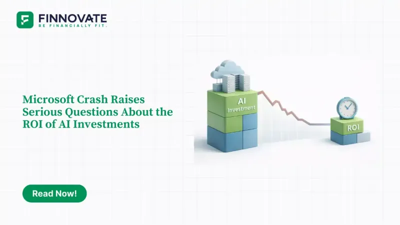 Illustration showing Microsoft AI and cloud investment stack and delayed ROI timeline after a stock drop reaction