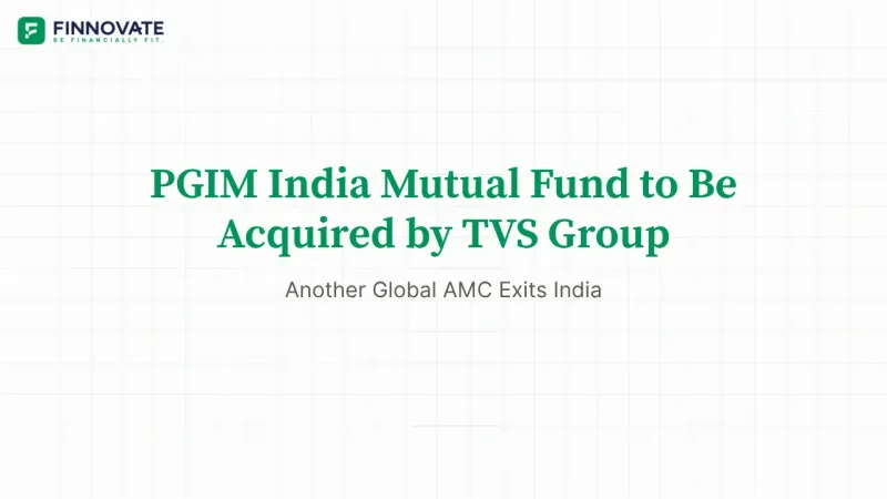 3D blog banner showing a symbolic baton handover from PGIM to a new owner above a clean circular platform on a white background, representing the transfer of an asset management business in India.
